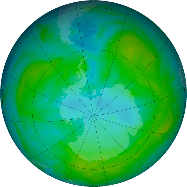 Antarctic ozone map for 23 January 1992